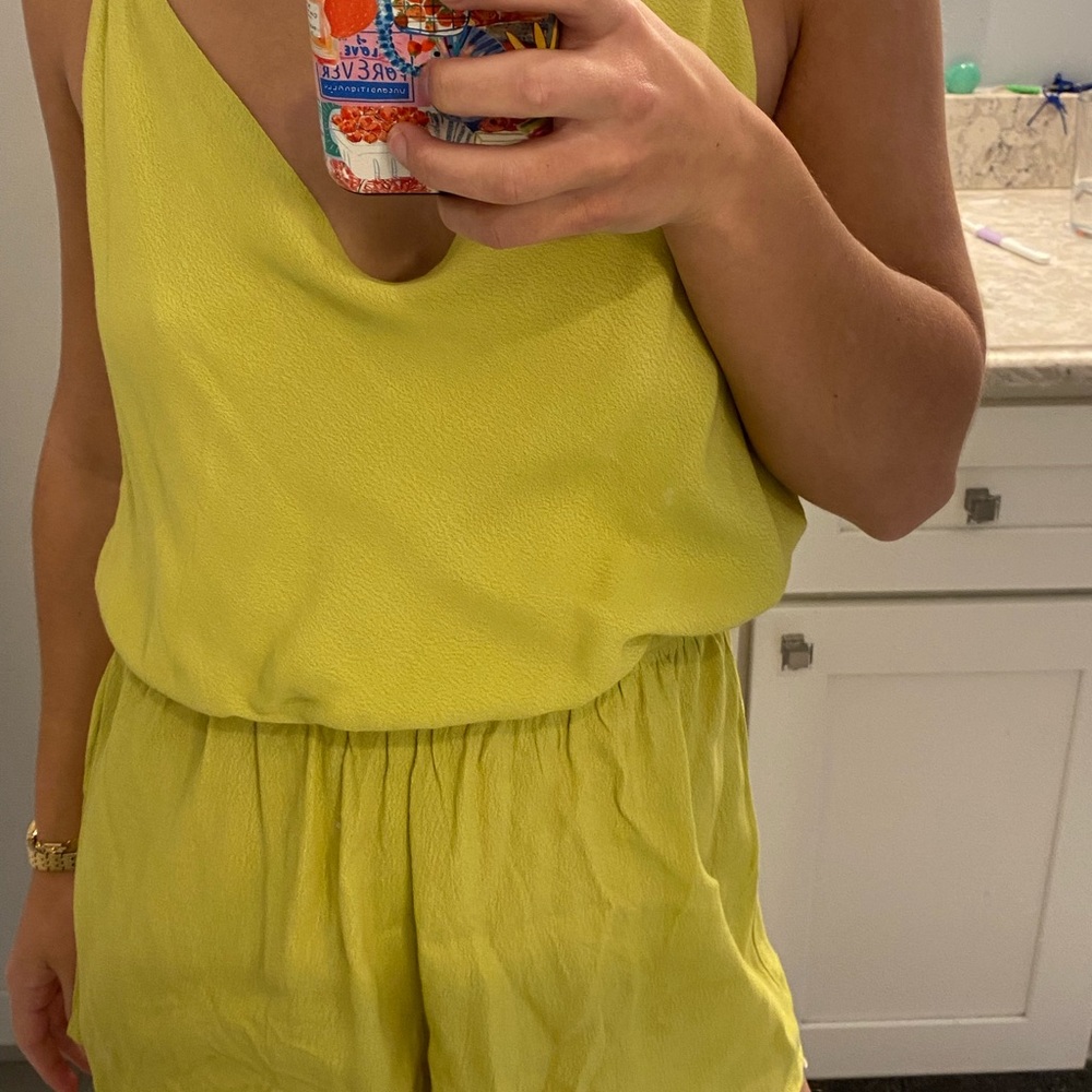 Vibrant Yellow Sleeveless backless Romper